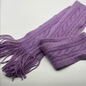 Lavender 100% Cashmere Cable Knit Fringe Scarf - Women Accessories
